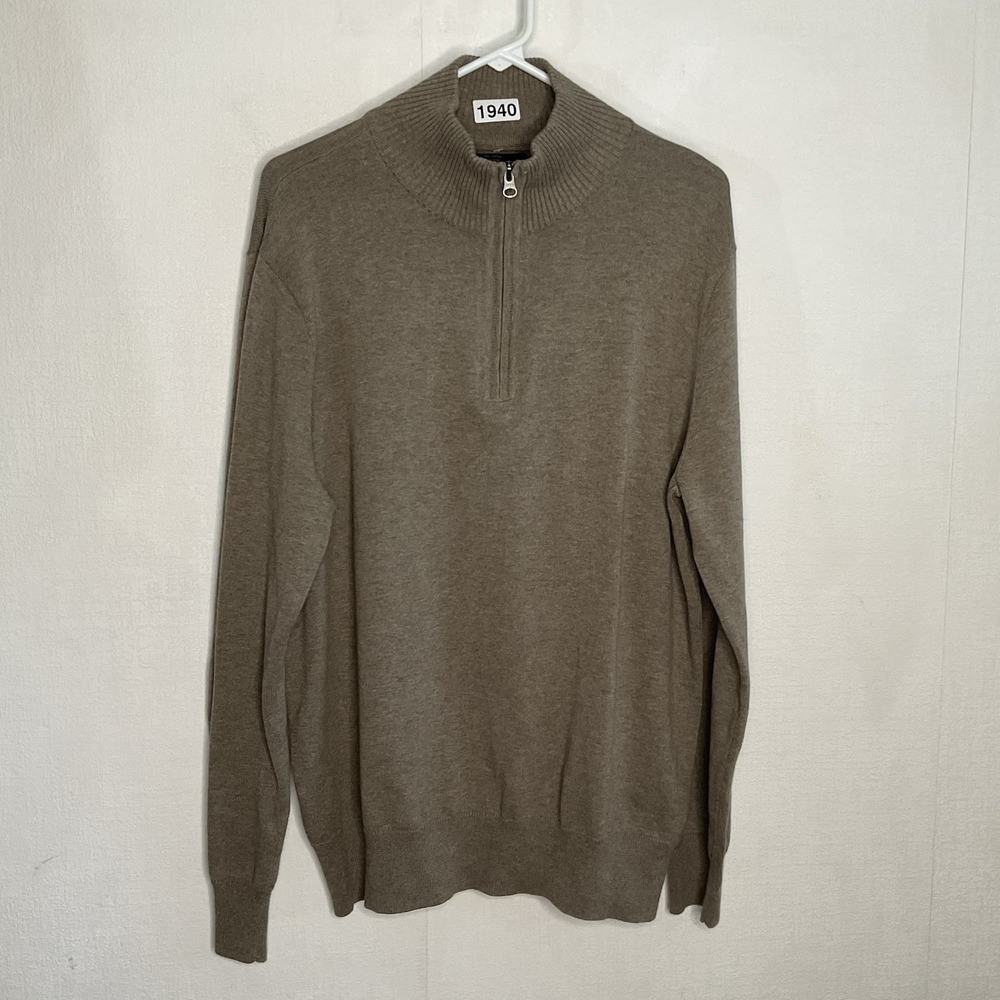NWT J. Crew‎ Men's Large Gray Cotton Quarter 1/3Zip Pullover Sweatshirt Business